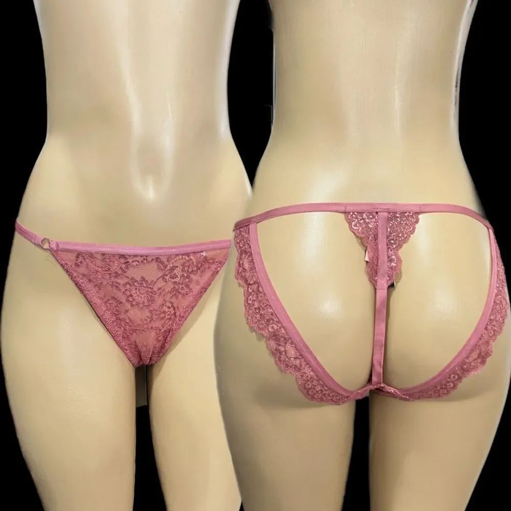 Victorias Secret Very Sexy Strappy Open Back String Bikini panty metallic lace